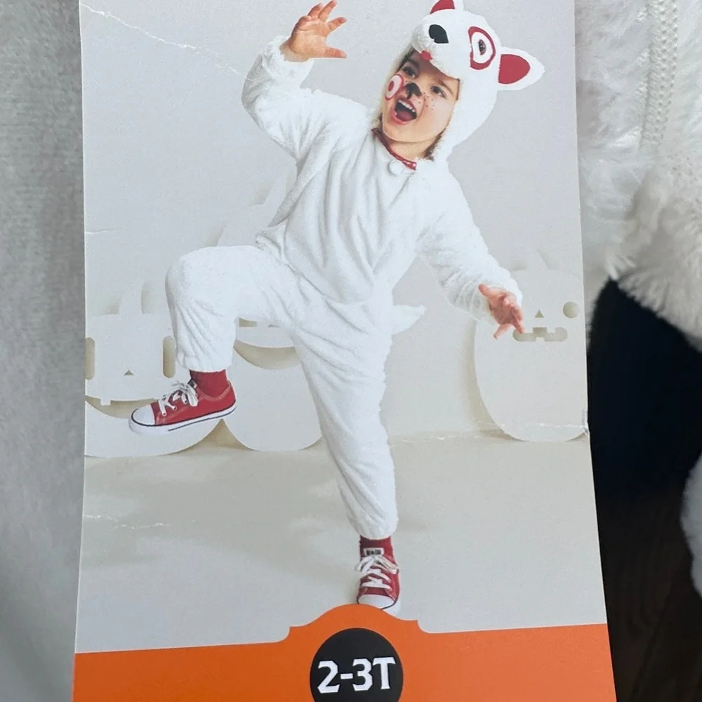 Target Bullseye Kids costume White dog with Target warm hood Circle size 2T - 3T